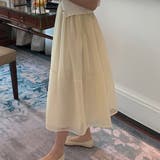 クリーム | フレアスカート シアー ロングスカート | teddyshop