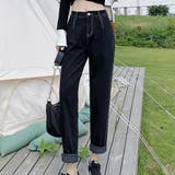 ブラック | デニムパンツ ストレート ハイウエスト | teddyshop