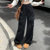 ブラック | ベイカーパンツ カーゴパンツ ハイウエスト | teddyshop
