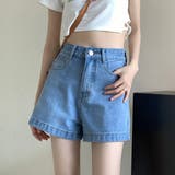 ライトブルー | デニム ショートパンツ バイカラー | teddyshop