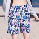 ブルー×ボタニカル | サーフパンツ ハーフパンツ 水着体型カバー | teddyshop