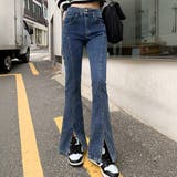 ブルー | フレアパンツ デニム スキニーパンツ | teddyshop