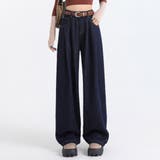 ネイビー | ワイド デニム パンツ | teddyshop