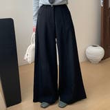 ブラック | ピンタック ワイドパンツ ボトムス | teddyshop