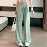 グリーン | リブ ワイドパンツ ボトムス | teddyshop