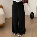 ブラック | 「あったか微起毛で秋冬コーデ」ワイドパンツ レディース きれいめ | teddyshop
