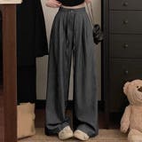 グレー | 「美脚見せするストライプ」ワイドパンツ レディース 全4色 | teddyshop