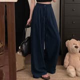 ネイビー | 「美脚見せするストライプ」ワイドパンツ レディース 全4色 | teddyshop