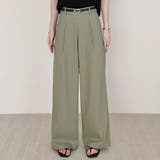 カーキ | 「ナチュラルな大人の色味」ワイドパンツ リネン レディース | teddyshop