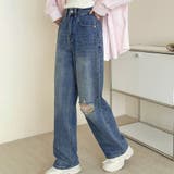 ブルー | 「初心者も穿きやすいダメージ」デニム パンツ ストレート | teddyshop