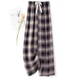 パープル×チェック | ルームウェア レディース パンツ | teddyshop