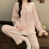 A：ピンク×チェック | ルームウェア レディース 全6色 | teddyshop