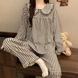 B：ブラック×チェック | ルームウェア レディース 全6色 | teddyshop