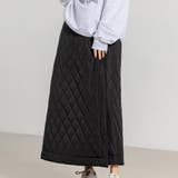 ブラック | キルティング 巻きスカート ロングスカート | teddyshop