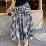 ブラック | 「王道のギンガムチェック」ロング フレア スカート | teddyshop