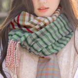 ホワイト×グリーン | ストール 大判 レディース | teddyshop