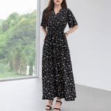 ブラック×小花柄 | リゾートワンピース サマードレス マキシ丈 | teddyshop