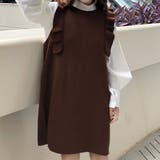 ブラウン | ニットベスト ワンピース バックフリル | teddyshop