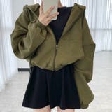 カーキ | スウェット ジップパーカー オーバーサイズ | teddyshop