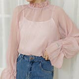 ピンク | シアートップス ハイネック ブラウス | teddyshop