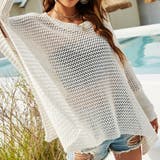 オフホワイト | メッシュニット ドロップドショルダー ラウンドネック | teddyshop