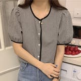 ブラック | パイピング ブラウス 夏服 | teddyshop