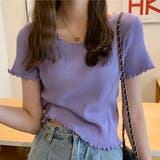 パープル | Tシャツ 半袖 メロウフリル | teddyshop