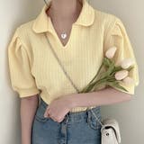 イエロー | ブラウス 半袖 ワッフル生地 | teddyshop