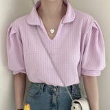 パープル | ブラウス 半袖 ワッフル生地 | teddyshop