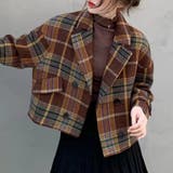 ブラウン | コート ショート丈 チェック柄 | teddyshop