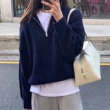 ネイビー | ニット セーター ハーフジップ | teddyshop