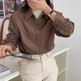 ブラウン | ストライプ シャツ ブラウス | teddyshop