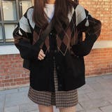 ブラック | カーディガン オーバーサイズ アーガイル | teddyshop