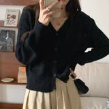 ブラック | カーディガン 長袖 リブニット | teddyshop