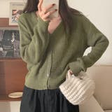 カーキ | カーディガン 長袖 リブニット | teddyshop