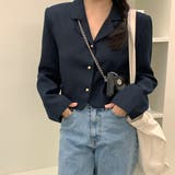 ネイビー | テーラードジャケット ジャケット クロップド丈 | teddyshop