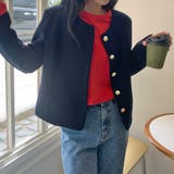 ネイビー | ノーカラージャケット アウター オフィスカジュアル | teddyshop