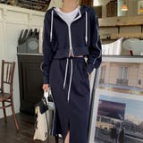ネイビー | パーカー セットアップ スカート | teddyshop