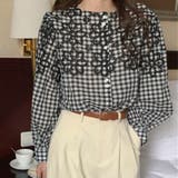 ブラック | ブラウス 花柄 ギンガムチェック | teddyshop
