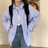 ブルー | シャツ ストライプ ビッグシルエット | teddyshop
