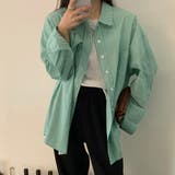 グリーン | シャツ ストライプ ビッグシルエット | teddyshop