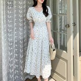 ホワイト | ワンピース Vネック 花柄 | teddyshop