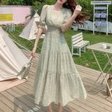 ライトグリーン | ワンピース Vネック 花柄 | teddyshop