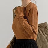 ブラウン | リブ ニット フレアスリーブ | teddyshop