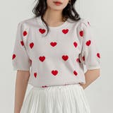 ホワイト×ハート | 春ニット 半袖 韓国 | teddyshop