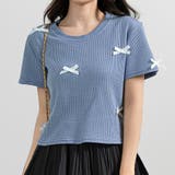 ブルー | ワッフル生地 Tシャツ レディース | teddyshop