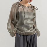 グレージュ | シアー トップス ショルダーリボン | teddyshop