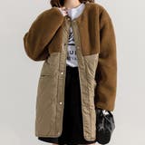 ブラウン | 異素材MIX キルティング ジャケット | teddyshop