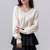 アイボリー | ニット Vネック トップス | teddyshop