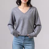グレー | ニット Vネック トップス | teddyshop
